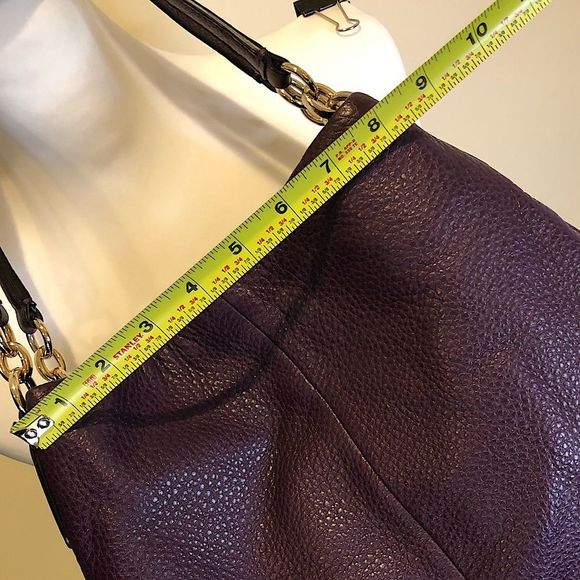 COACH Madison Phoebe Tumbled Purple Leather Purple Lining 3 Section Shoulder Bag - Picture 8 of 16